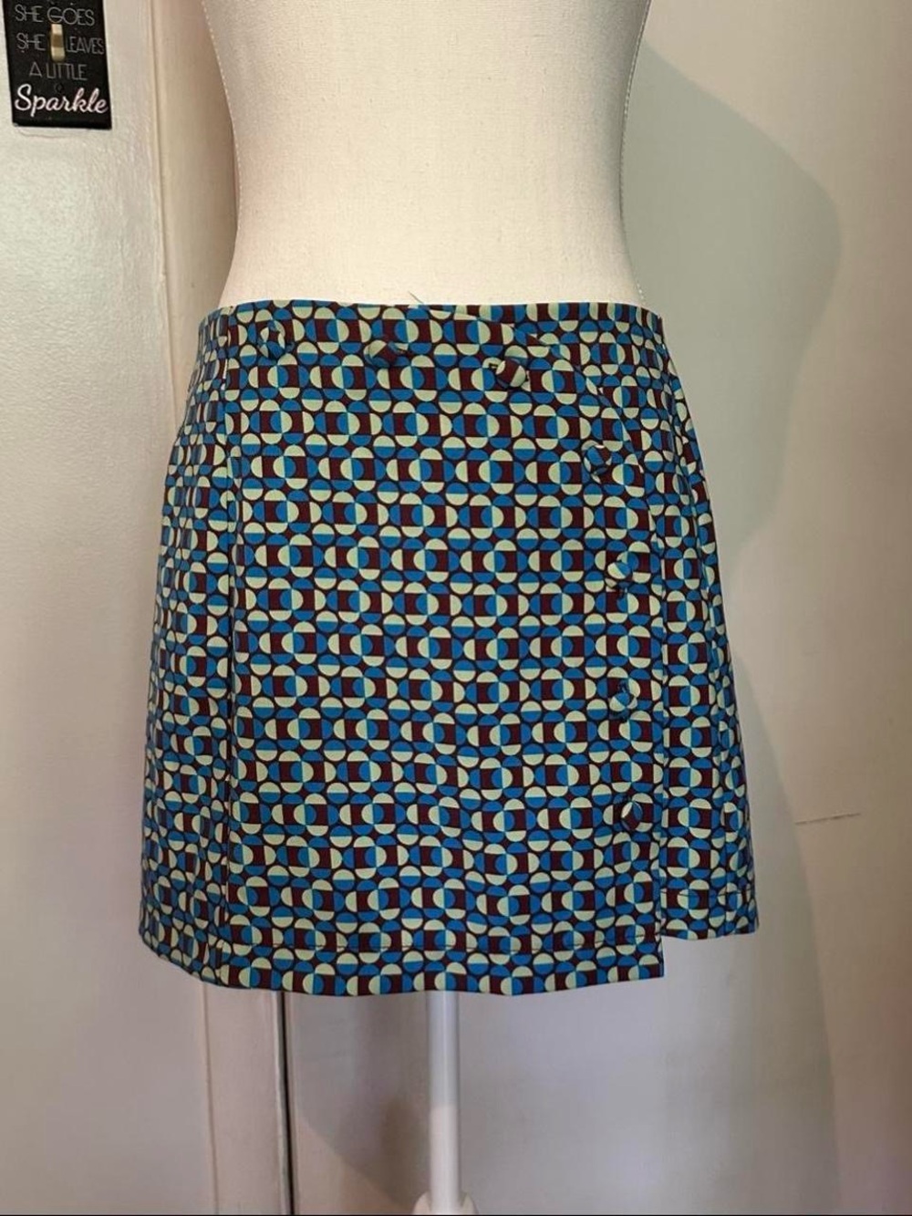 Urban Outfitters blue, green, and brown circle print skirt